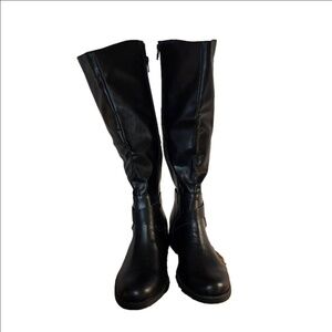 Style & Co Marilee Mid-Calf Motorcycle Boots Faux Leather Black Women's‎ 6M